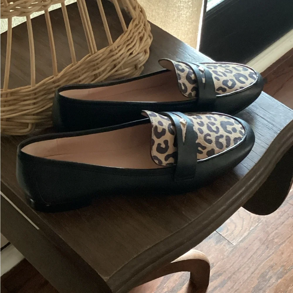 Kate Spade Black and Animal Print Flats - Picture 1 of 4